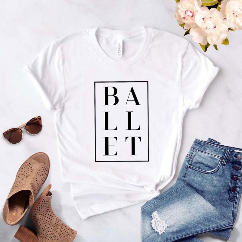 Ballet danse carrée imprimer femmes tshirt Casual drôle t shirt pour Lady Girl Top Tee Hipster 6 couleurs Dstresssunshine NA-107