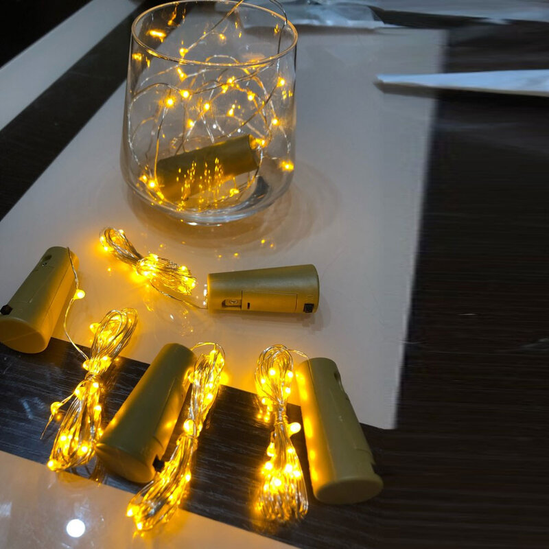 2M 20Leds LED Baterai Dioperasikan Kawat Tembaga Perak Tahan Air Tali Lampu untuk Pesta Pernikahan Natal Peri Xmas Garland Decor