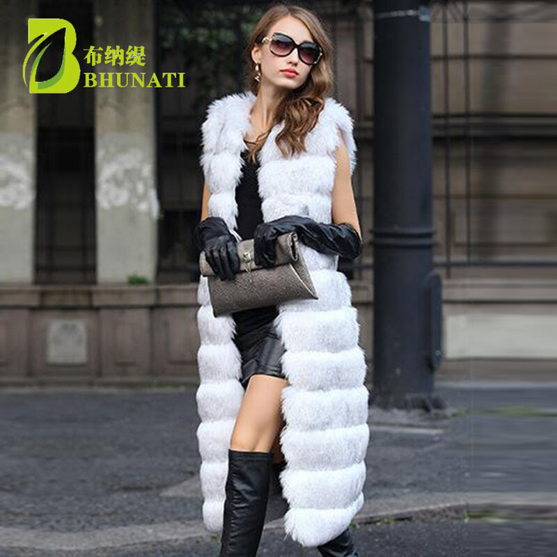 BHUNATI, Женское зимнее теплое пальто из искусственного меха, Женский однотонный жилет без рукавов из искусственного меха, модное винтажное длинное пальто в полоску, куртка