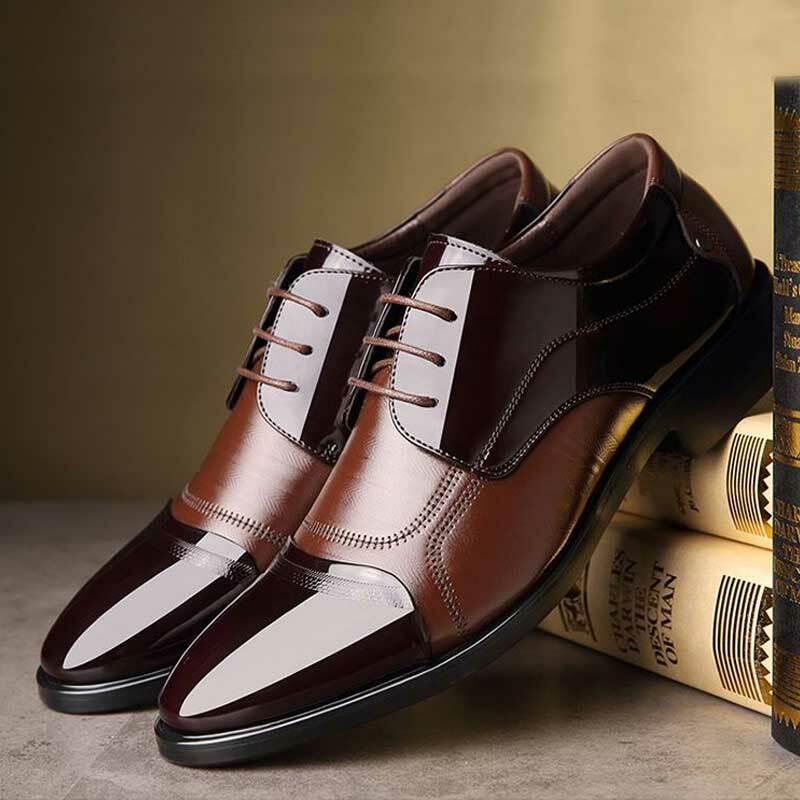 Sapato masculino de couro estilo Oxford, respirável de borracha formal social para escritório mocassim calçados