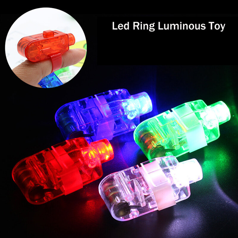 Anillo de dedo láser con luz LED intermitente para fiesta, juguete de fiesta brillante de piezas, 100