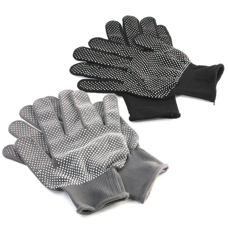 1 par de alisadores de pelo rizador Tong peluquería guantes de dedo resistentes al calor antideslizante resistente al fuego negro gris