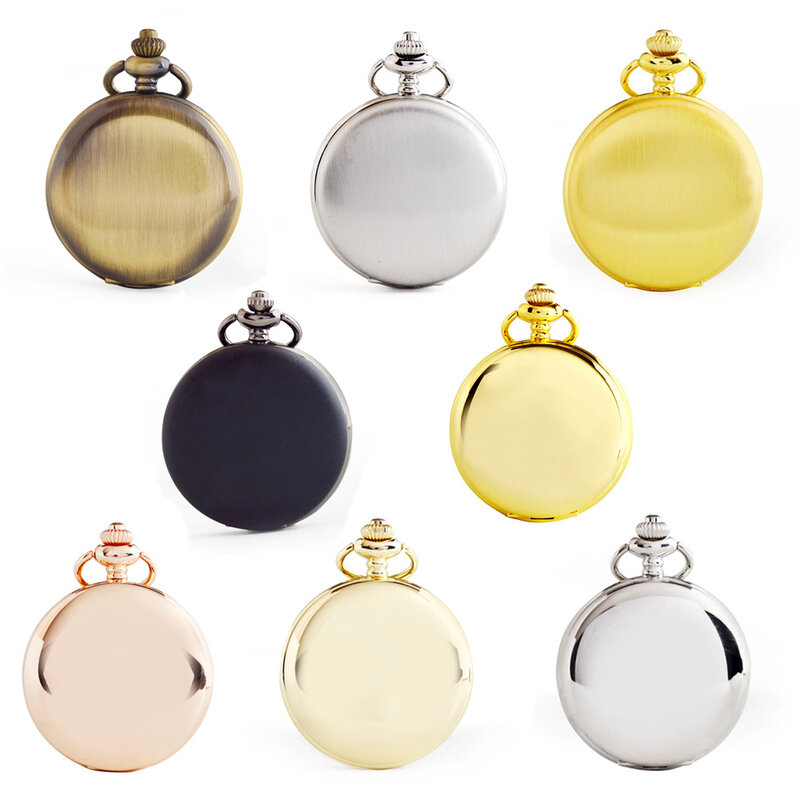 Relógio de bolso personalizado retrô, relógio de quartzo com pingente corrente, preto, masculino, liso, personalizado, gravado, presente