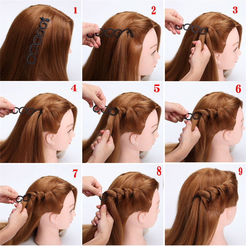 6 стилей леди Французский волос приспособление для плетения кос Плетение Braider ролик для волос, фигурная инструмент DIY аксессуары