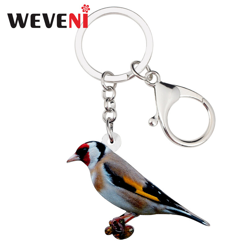 WEVENI akrylowy europejski Goldfinch ptak breloczki uchwyt breloczek biżuteria dla kobiet dziewczyna breloczek do kluczy samochodowych wisiorek do kluczy nowy