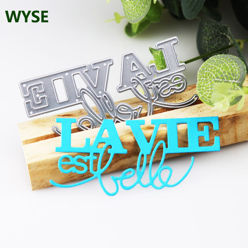 WYSE-troqueles de corte de Metal con letras de La vie est belle, troqueles para álbum de recortes, suministros de plantilla para manualidades de tarjetas DIY