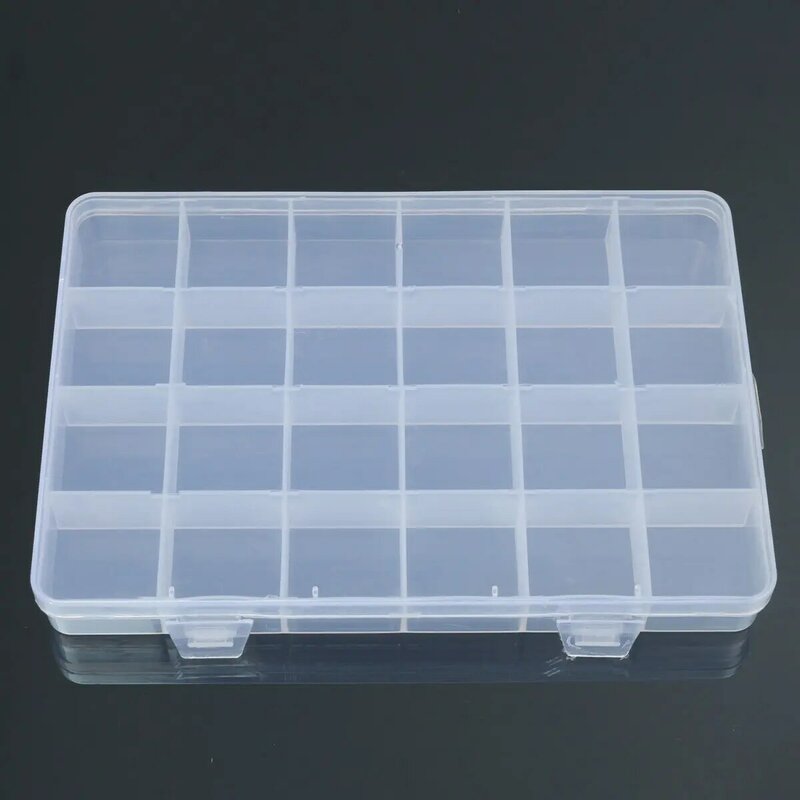 24 compartimentos caixa de plástico caso jóias grânulo recipiente de armazenamento artesanato organizador
