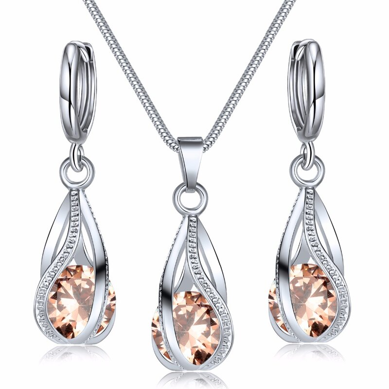 VKME-Conjunto de joyería de Kpop para mujer, collar con colgante de cristal, pendientes de gota inusuales, pendiente de tendencia para mujer 2021