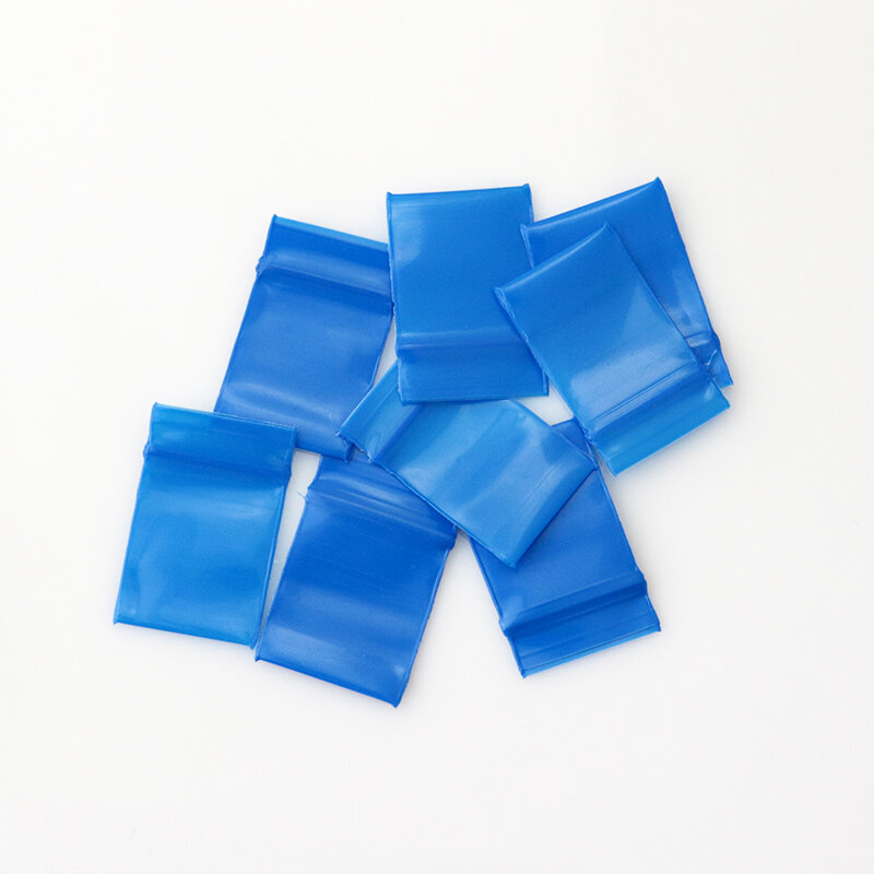300 unids/lote de bolsas de plástico azules de 2x2,5 cm, Mini bolsa de polietileno con cierre con cremallera, accesorios de joyería, bolsas de embalaje de regalo