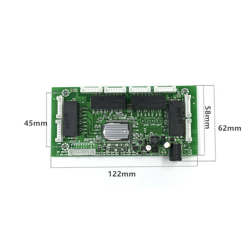 OEM PBC 8 porte Gigabit Ethernet Switch 8 porte con 8 pin way header 10/100/1000m Hub 8way power pin Pcb board OEM foro per vite