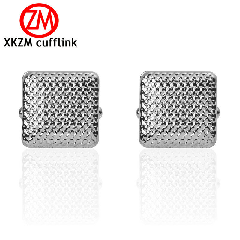 XKZM Jewelry French shirt cufflink for mens Brand square solid  Cuff link Luxury Wedding Button silvery High Quality
