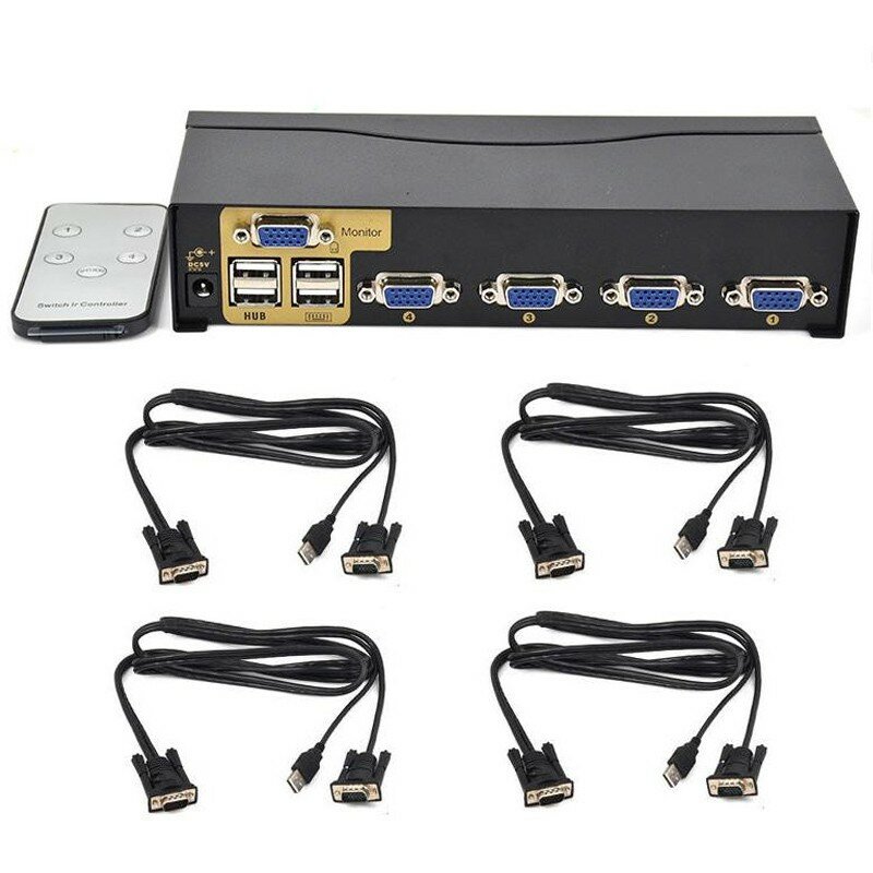 4 Port USB KVM Switch VGA Splitter Schalter Adaptor Drucker Verbinden Tastatur Maus 4 Komputer Verwenden 1 Monitor dengan Kabel