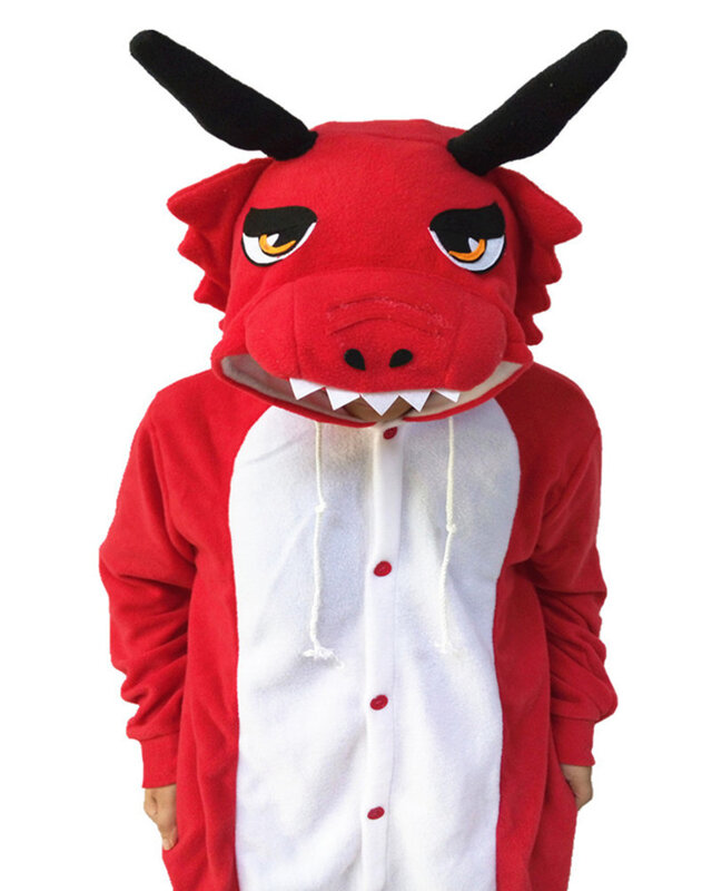 The New Red Dragon Onesie Leisure Fantasy Cartoon Apparel Winter Animal Pajamas Whole Hot Sales Girls Jumpsuit Pyjamas Size S-XL