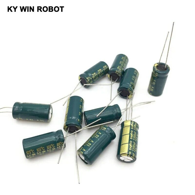 10pcs 10V 2200UF electrolytic capacitors 2200UF 10V 10x20mm 105C Radial High-frequency low resistance Electrolytic Capacitor