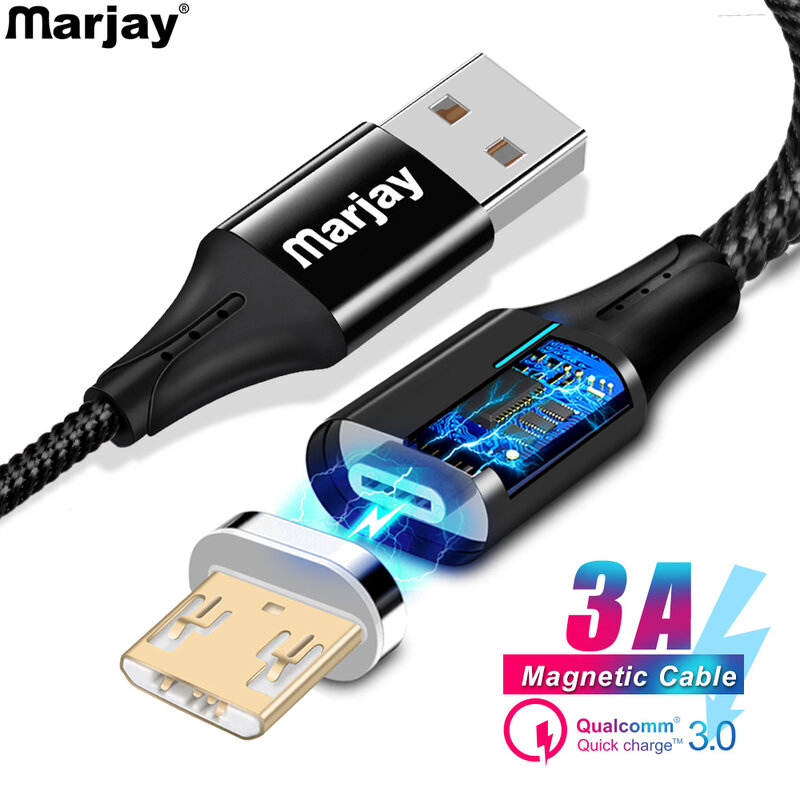 Cable magnético Marjay 3A carga rápida Micro Cable USB para Samsung S7 Xiaomi Redmi Note 5 Pro 4 Cable de datos magnético Android
