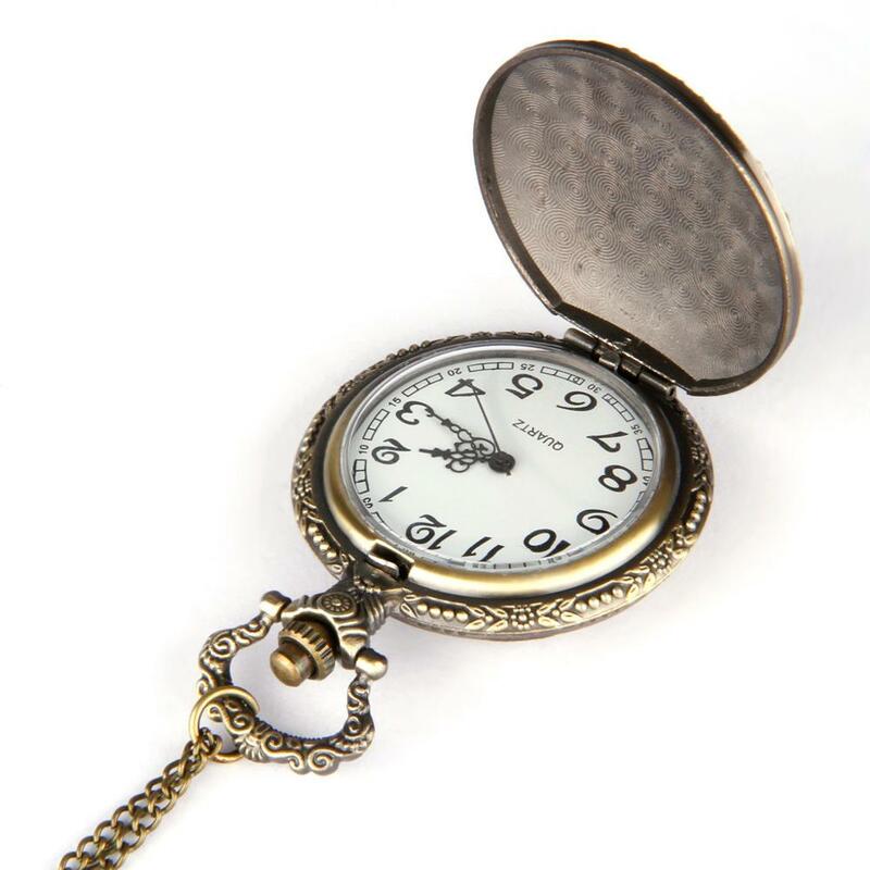 0 Hot klasyczny duży antyczny brąz tłoczone Quanyin kieszonkowy zegarek kwarcowy prezent zespół cienki łańcuszek mężczyzn i kobiet prezent 8081