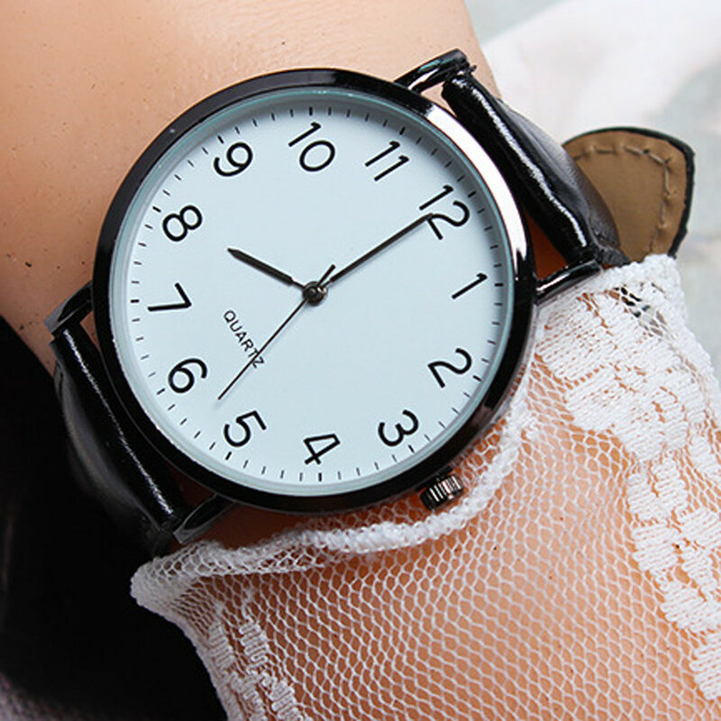 Relógio feminino com pulseira de couro, relógio de quartzo com pulseira de couro, analógico, casual para mulheres 2020