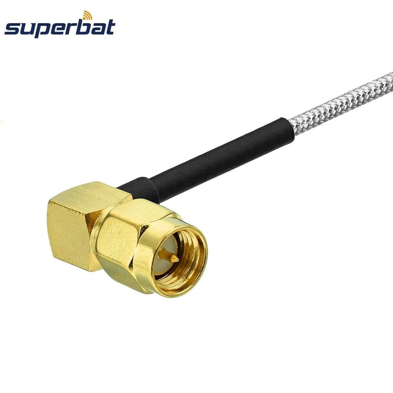 Superbat SMA Female Bulkhead Connector to SMA Male Right Angle RF Pigtail Extension Cable RG405 10cm for Wi-Fi Radios