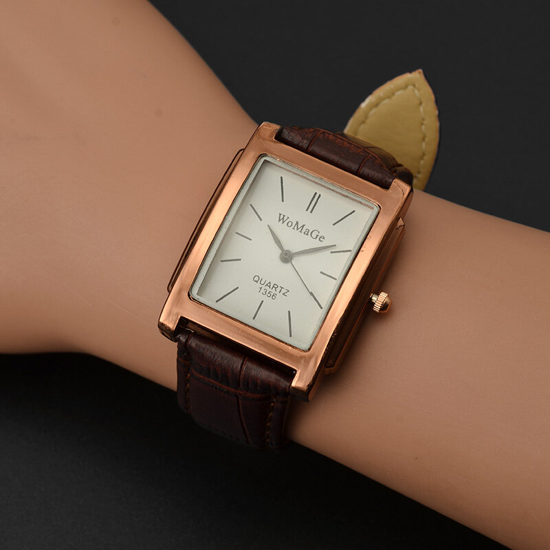 Reloj de pulsera de oro rosa para mujer, de lujo, de marca superior, correa de cuero, para vestido, femenino