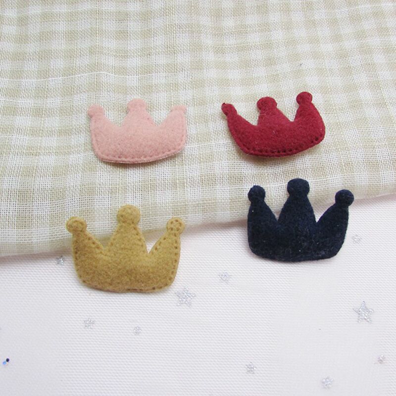 100pcs/lot Flocked cloth Cartoon Princess Crown Padded Appliques Patches for garment shoe DIY Headwere Accessory
