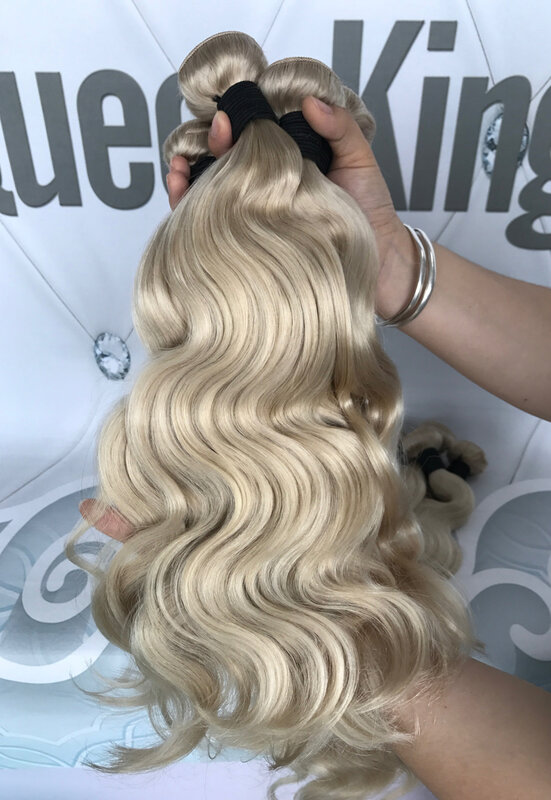 QueenKing Hair Ash Blonde Bundles 3 pcs/lot #60 weft hair brazilian remy Body Wave hair