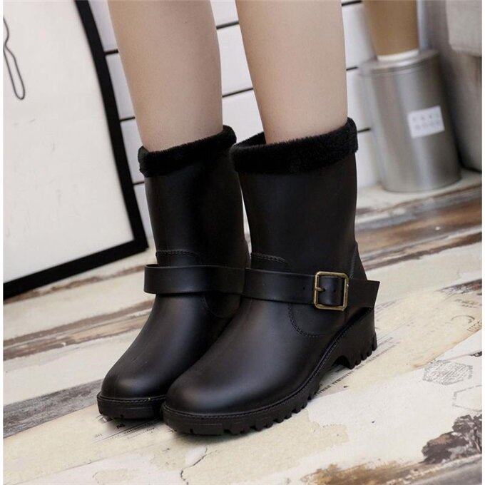 Демисезонные женские резиновые сапоги, модные ботинки мартинсы для дождя, взрослые Туфли-слипоны, Корейская женская обувь