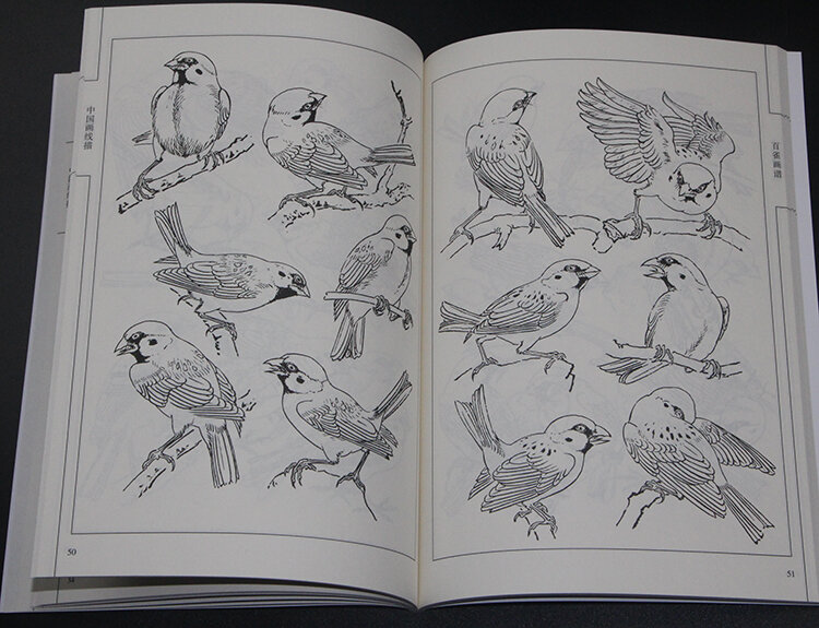94 páginas china 100 guindaste pássaro xianmiao baimiao linha desenho pintura livro de arte