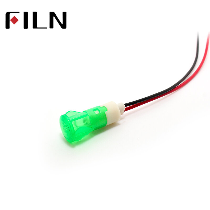 Aquecedor de água de plástico 12mm, vermelho, verde, amarelo, luz indicadora de 12v com cabo de 20cm