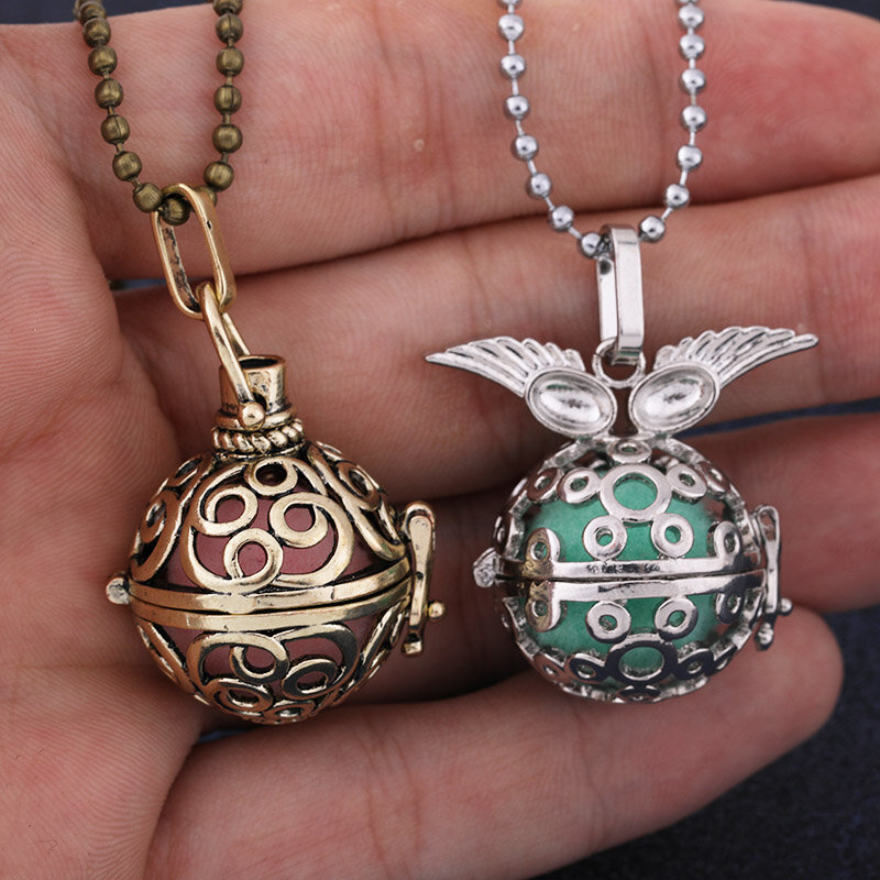 New Multi Styles Hollow Heart Angel Wings Vintage Necklace Jewelry Music Ball Aroma Pendant For Women Summer Fashion Accessories