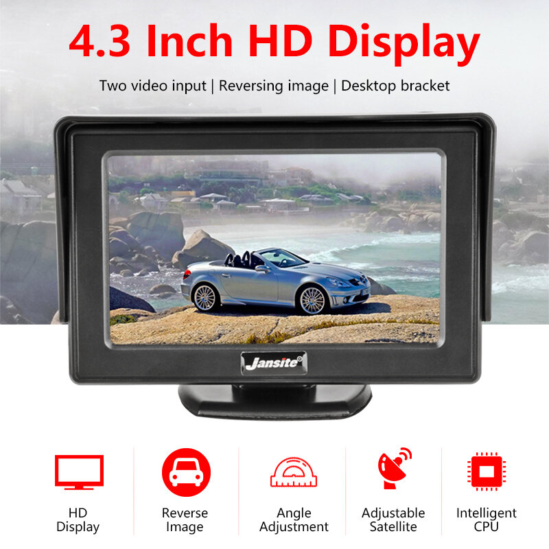 Monitor automotivo 4.3 '', tela para câmera traseira tft, display lcd, cor digital hd 4.3 Polegada pal/ntsc 480x272