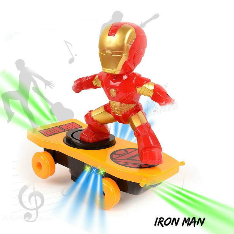 Kinder Stunt Scooter Spielzeug SpiderMan Iron Man Captain America ElectronicToy Cartoon Action Figur Mit Musik Licht