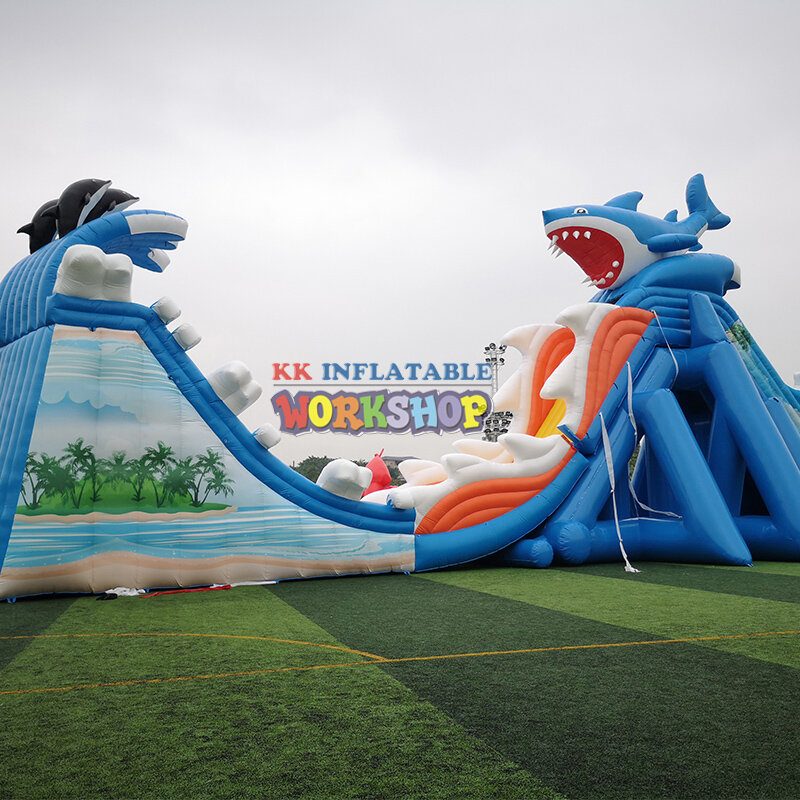 Oman Style Commercial Inflatable Dragon Flying Water Slide Combo Long Water Slide With Landing Pool