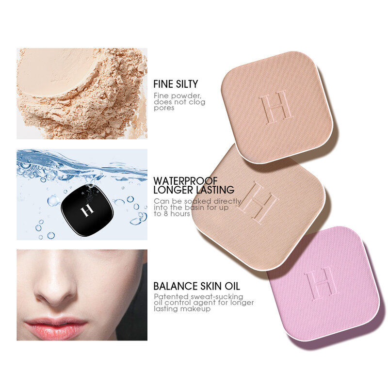 HENLICS Oil control Contour Face Compact Powder Makeup translucent Mineral Finish Setting Powder Foundation Korea Cosmetics