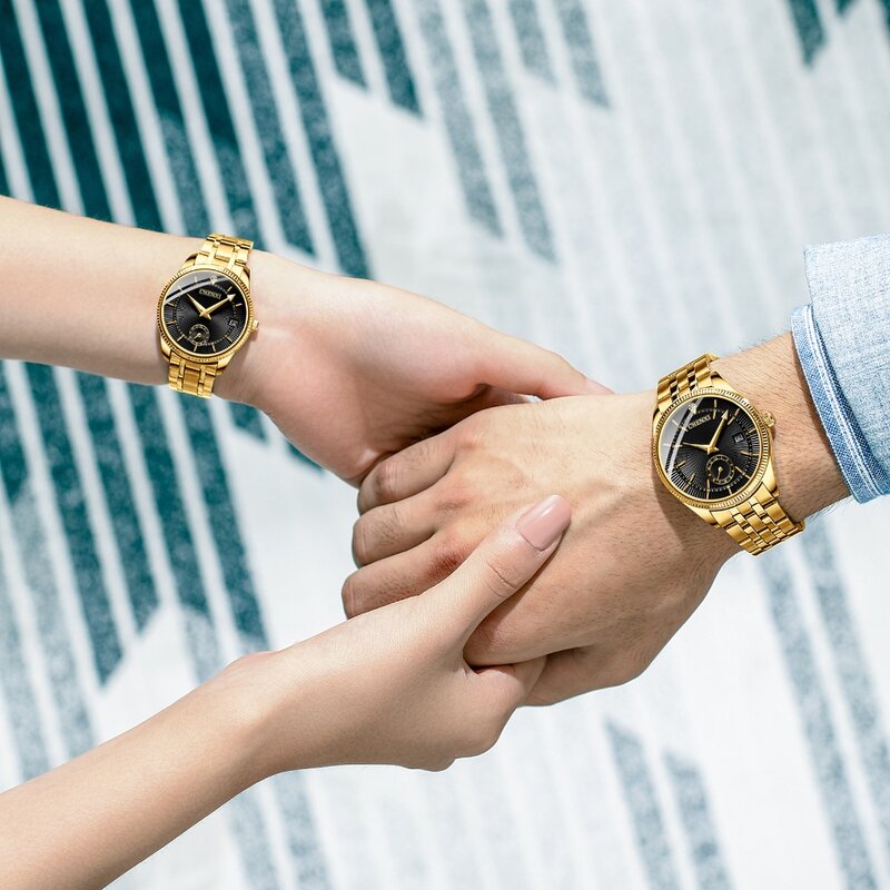 CHENXI jam tangan emas jam tangan pria wanita jam tangan kuarsa mewah merek Top untuk mode kekasih jam tangan wanita