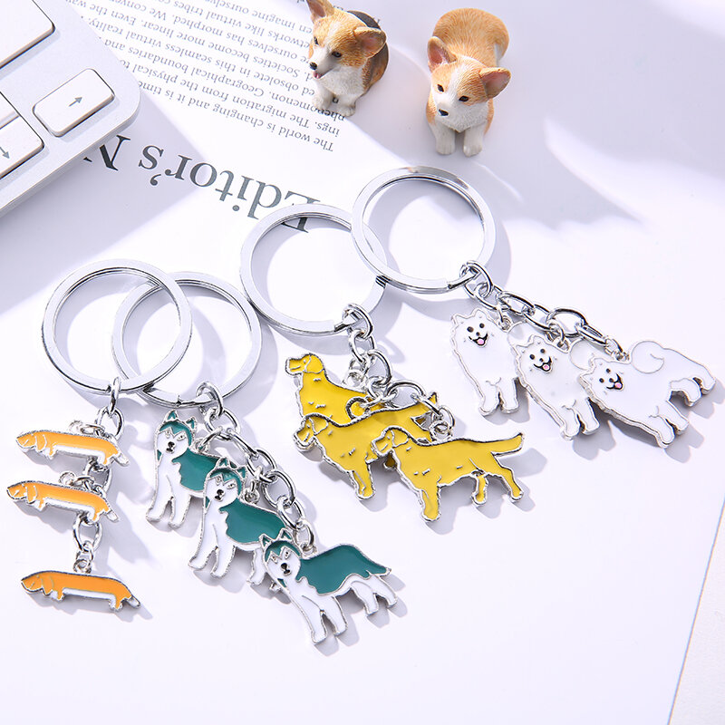Portachiavi Hot Samoyed Animal Dogs portachiavi ciondolo in metallo Charm regali fatti a mano per gli amanti degli animali gioielli per cani portachiavi donna