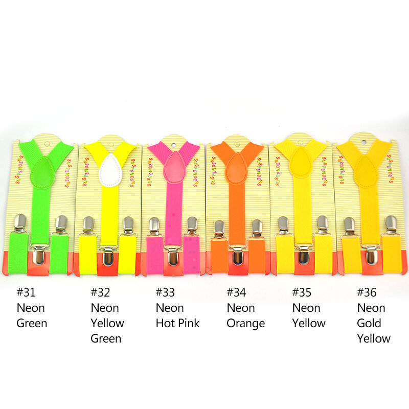 Tirantes elásticos para niños Y niñas, 2,5 cm x 65cm, 36 colores mezclados, cinturón, negro