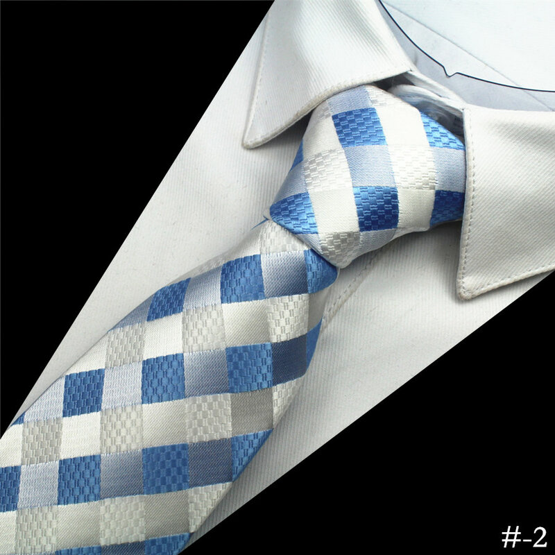 GUSLESON-100% 실크 남성 넥타이, 8cm 격자 무늬 스트라이프 넥타이, 남성용 클래식 웨어 비즈니스 웨딩 파티 그라바타스, 새로운 디자인