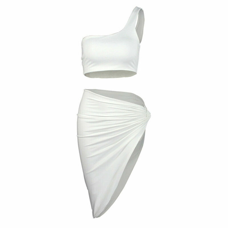 Женский Танк кроп топ и юбка комплекты из двух предметов облегающее Бандажное вечерние мини-платье