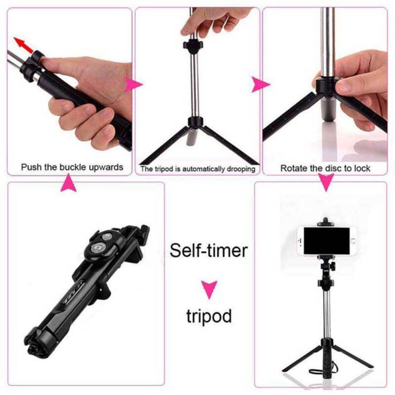 3 In 1 Wireless Bluetooth Selfie Stick Mini Extendable Tripod with Remote Control for IPhone X 8 7 6s Android Portable Monopod