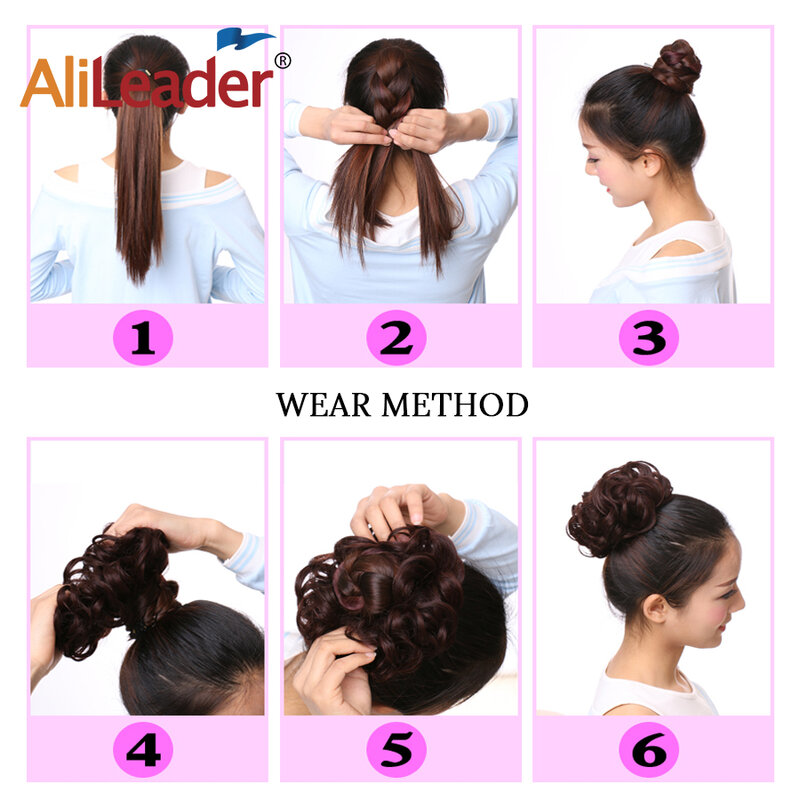 Alileader – Extension de cheveux synthétiques, faux cheveux bouclés, Chignon court, cheveux en désordre, Donuts, élastique, cordon de serrage, queue de cheval pour femmes