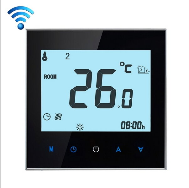 Termostato Wifi para calefacción eléctrica, dispositivo con pantalla táctil, programa semanal, 16A, control remoto por teléfono IOS o Android, sin control de caldera