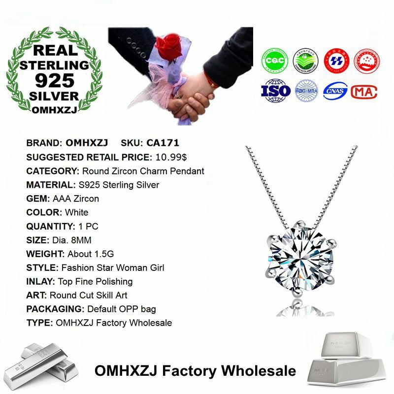 OMHXZJ, оптовая продажа, Европейская мода, женская модель, свадебный подарок, Круглый Циркон, серебро 925 пробы, ожерелье, подвеска, Очаровательное ожерелье CA171