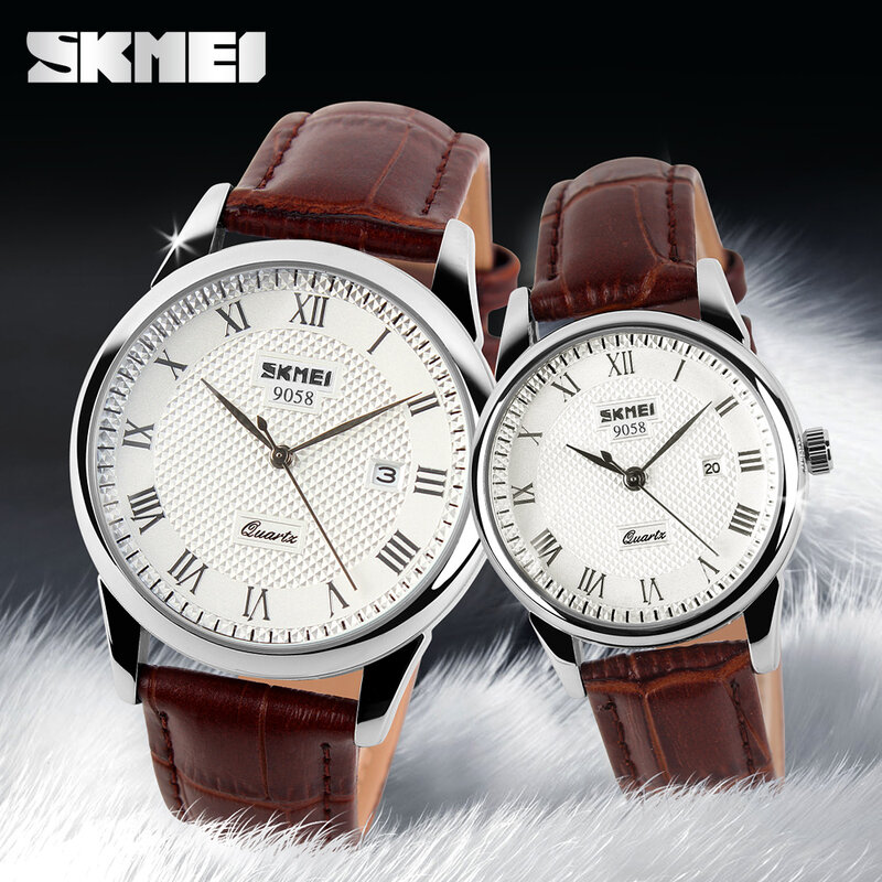 Marka SKMEI zegarki męskie moda biznesowa kwarcowy na co dzień zegarek ze stali randka dla kobiet para 30m zegarki wodoodporne