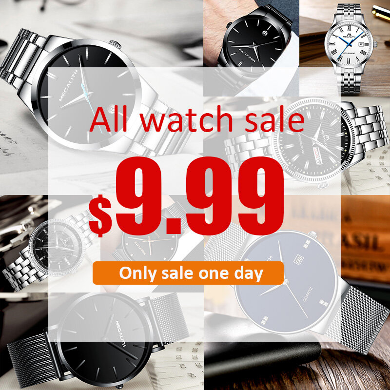 Gran venta, todos los relojes de venta 9,99 $ reloj de lujo de marca para hombre MEGALITH