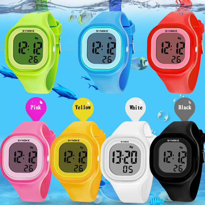 Synoke-relógio de pulso esportivo para crianças, digital, à prova d'água, para meninas e meninos, maiores de 12 anos