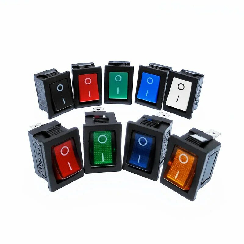 KCD1 Rocker Switch Power Schalter 2 Position 2Pins 3Pins 4Pins Mit Licht 10A 250V Rot Blau grün Gelb Schwarz Weiß
