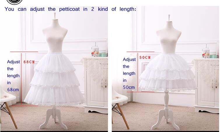 Женская юбка-подъюбник в стиле Лолиты, 3 слоя, с оборками, 50 см, 68 см