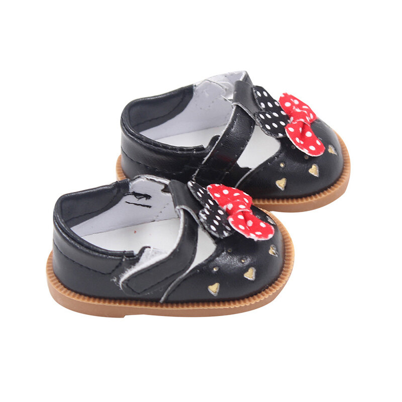 7 cm Mode Babypop Schoenen Lederen Schoenen Met Boog-knoop Voor 1/3 BJD 18 "Amerikaanse Pop Fit 43 cm Poppen Baby Pasgeboren Accessoires