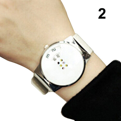 แฟชั่น Unisex Faux หนังสายคล้องคอสีสันเคลื่อนย้ายได้ Dial กีฬานาฬิกาข้อมือดิจิตอล Relogio Reloj