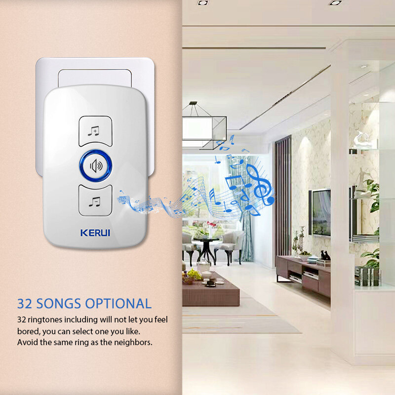 KERUI M525 Wireless Home Doorbell กันน้ำ Push ปุ่มยาว32เพลงสีขาวสีดำประตูเบลล์ EU AU US UK Plug